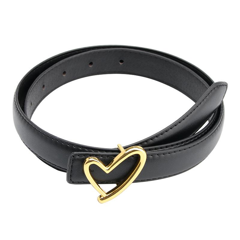 Heart-shaped Buckle Belt, Elegant and Fashionable Women's Jeans Dress, Pu Leather Decoration, Versatile Belt