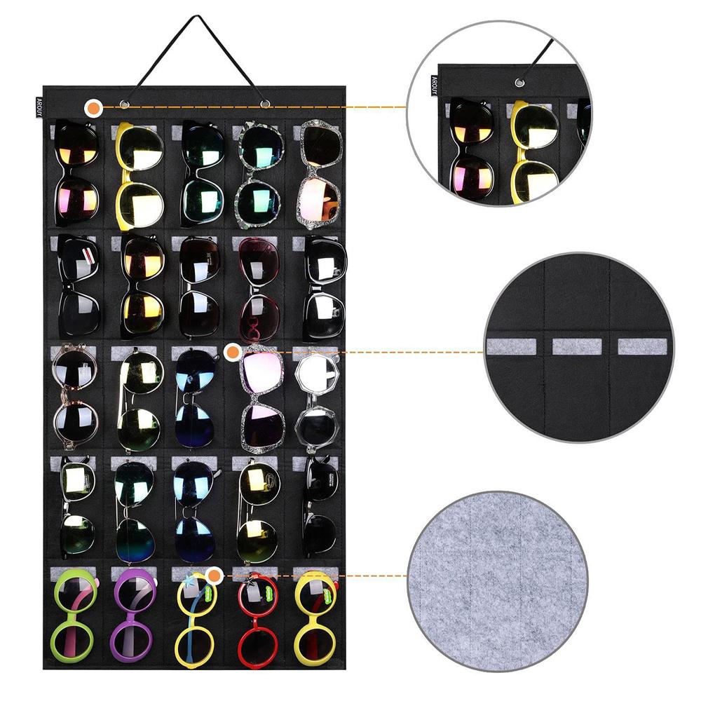 1piece Sunglasses Storage Bag Slot Sunglasses Organiser Eyeglasses Display Multi-function Storage Bag with Sturdy Cord