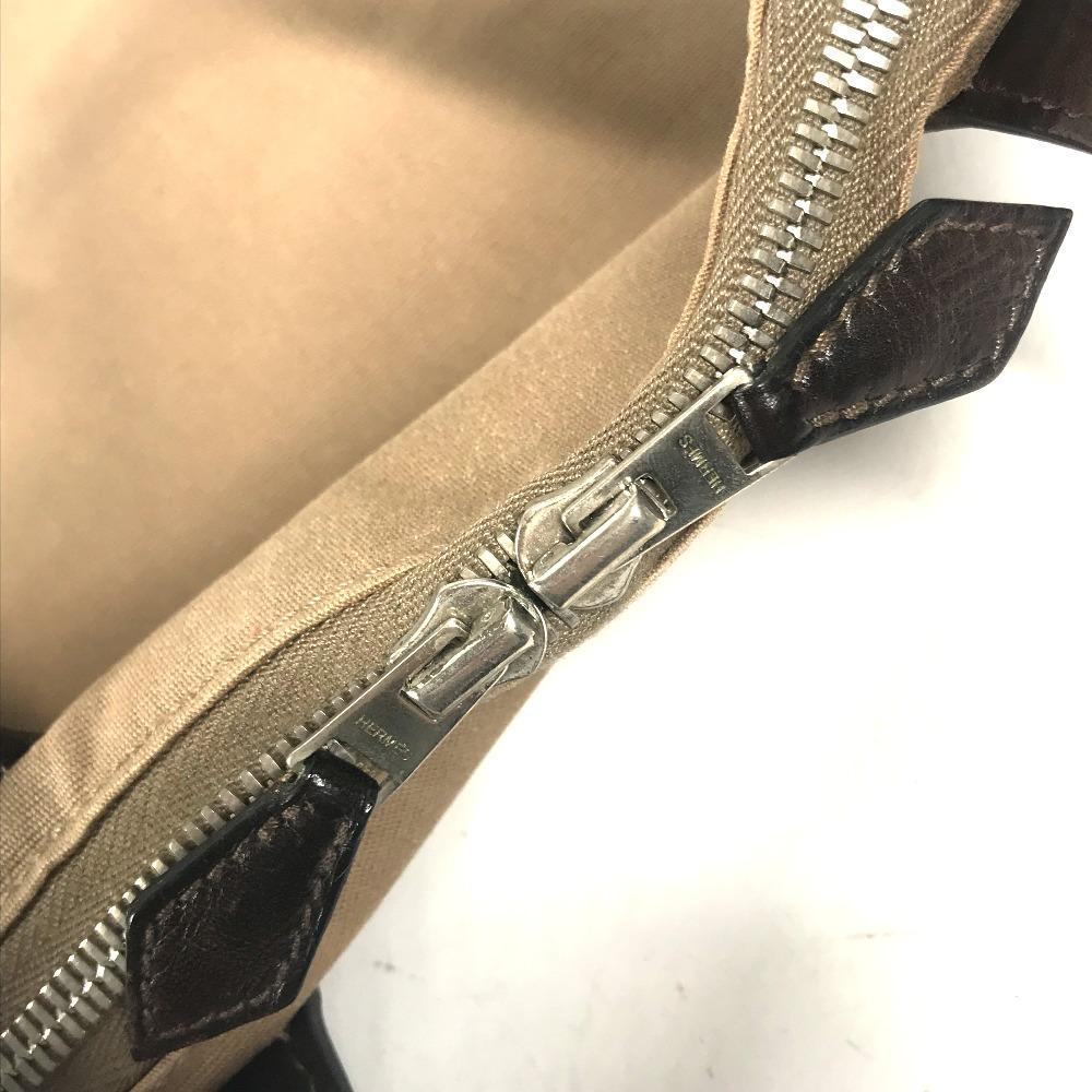 HERMES Edit 42 Tote Bag Business Bag Hand Bag Leather/Canvas Beige/Dark brown