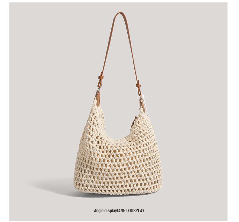 2026 Fashionable Seaside Resort Women's Large Capacity Straw Woven Crossbody Tote Bag