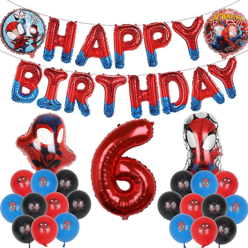 1set Spiderman Balloon Red Spiderman And Friends Aluminum Foil Balloon Baby Shower 1-9 Years Birthday Party Decorations Kids Toy