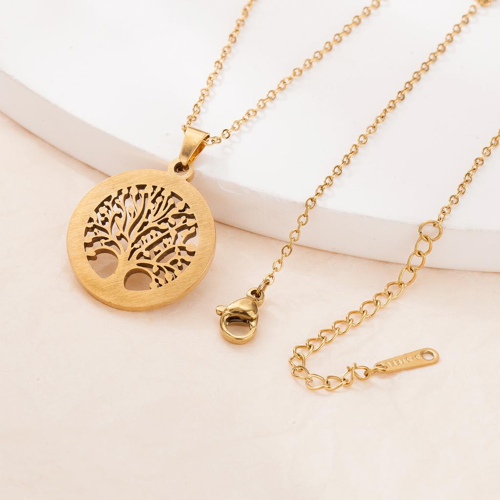 Stainless Steel Peace Tree  Jewelry Sweater Necklace Plant Pendant Necklace