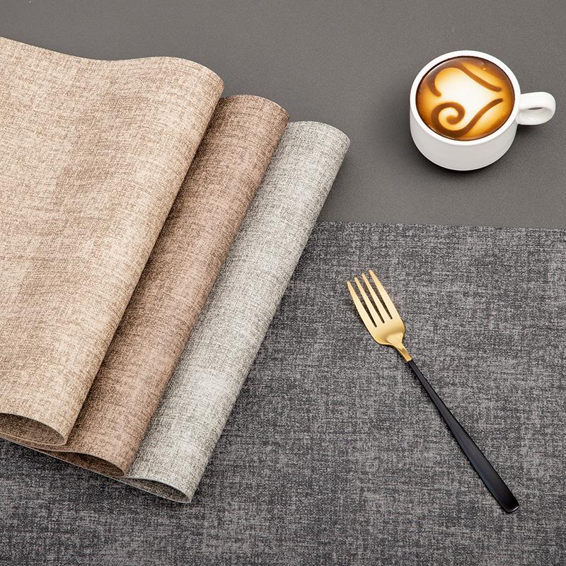 Nordic-Style Double-Sided Waterproof PVC Table Mat: Heat-Resistant, Oil-Proof, Wash-Free, Fabric Texture Dining Tablecloth