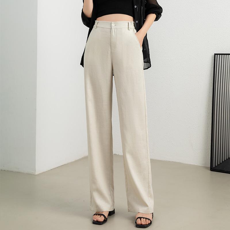 Guang Mei Women's Breathable Linen Wide-Leg Petite Pants - Summer Casual Drape Tencel 2026