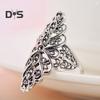 Anello da Dito in Pizzo Retro Esagerato con Pietre Preziose Finte Petalo Fascia da Dito Donna Colore Argento Anello Decorativo Accessori Gioielli