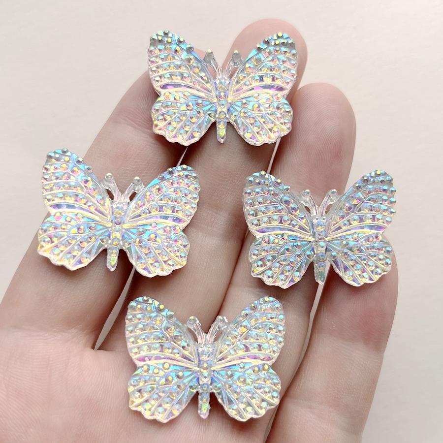 New 30*23mm  AB color Resin Butterfly Rhinestone diy hair accessories Flat back Scrapbook Flat back wedding decoration 10pcs/lot