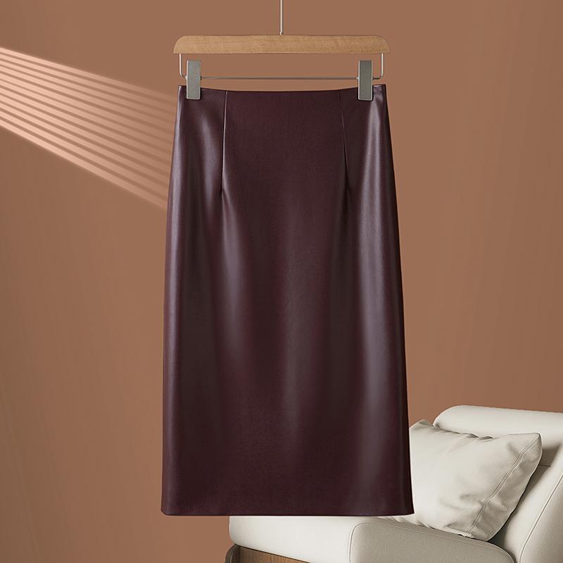 2026 Autumn/Winter Women's High Waist Genuine Lambskin Leather Skirt - Slimming, Hip-Hugging, and Sexy.