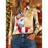 Christmas Women's Shirt Graphic Santa Claus Elegant Vintage Tropical Long Sleeve Shirt Collar Regular Tops Daily Holiday Winter