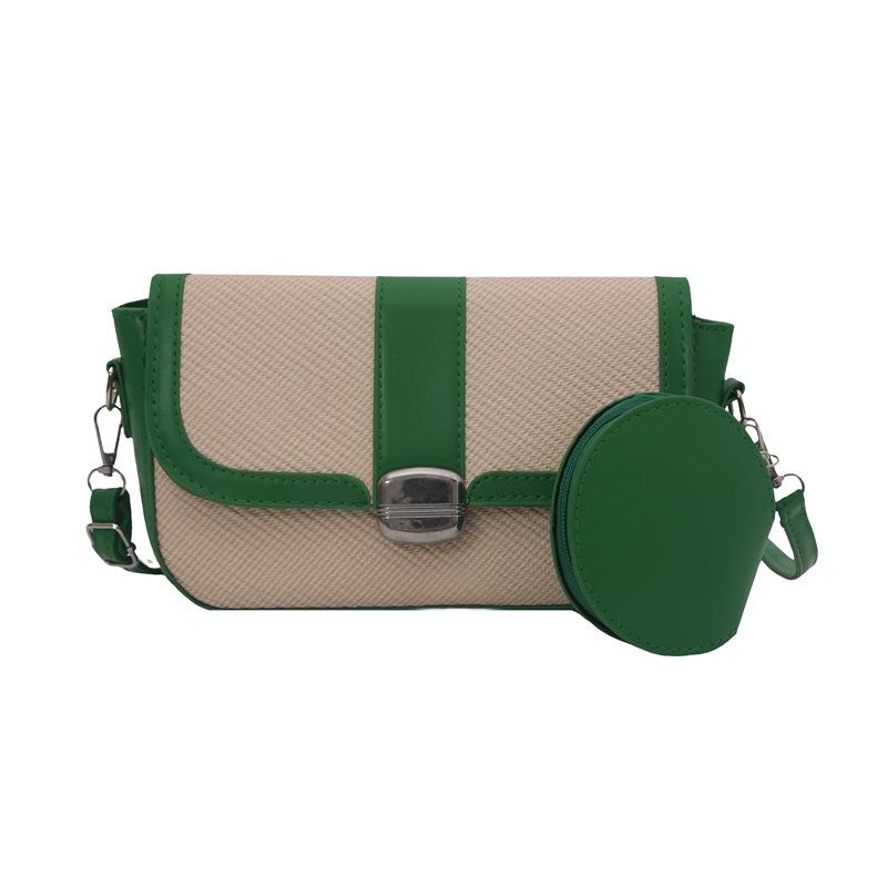 Women's Bag New Contrasting Color Trendy with Saddle Bag Women's Fashion Texture Splicing Single Shoulder Messenger Trendy Bag