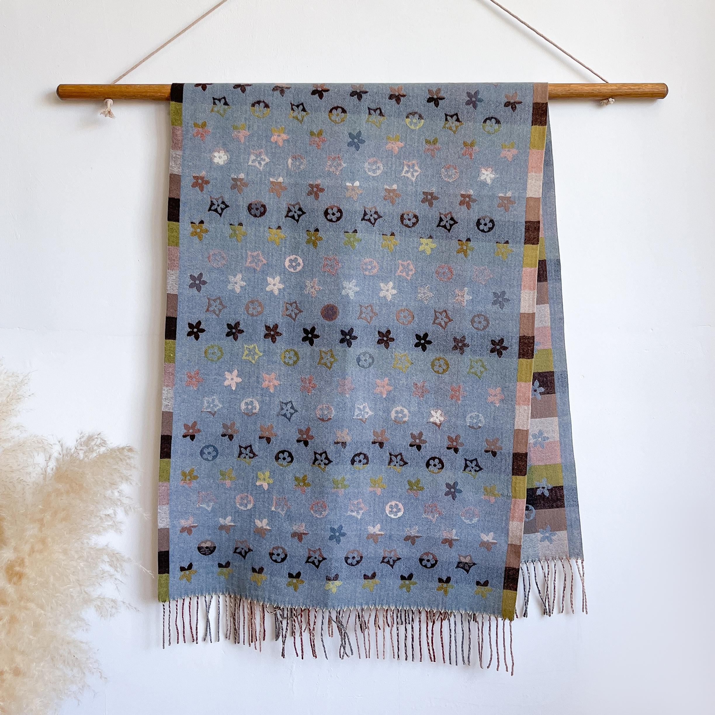 Stylish National Pattern Women S Faux Cashmere Infinity Scarf Winter Warm Two-Sided Thick Floral Print Cozy Shawl Foulard Blanke