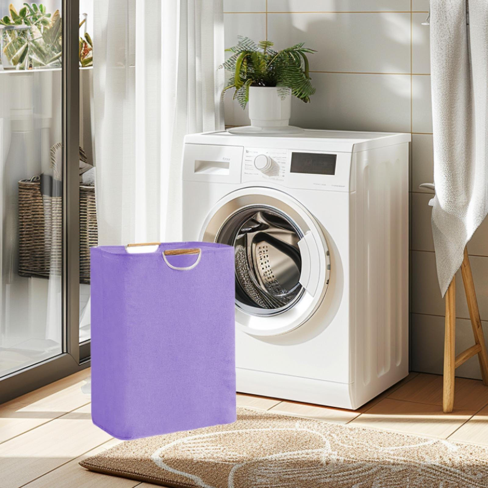 

Корзина для белья с бамбуковой ручкой для использования дома и в гостиницах Purple