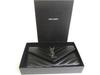 Authentic Saint Laurent YSL Silver YSL Motif Black Leather Long Flap Wallet #a875  Refurbished