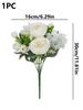 White Green Artificial Flower Bouquet, Fake Silk Roses & Peony with Eucalyptus for Home Wedding Decor