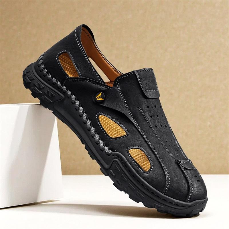 Handmade Summer Men's Sandals Leather Men's Shoes Casual Trekking Sneakers Outdoor Comfortable Breathable Travel Driving Shoes