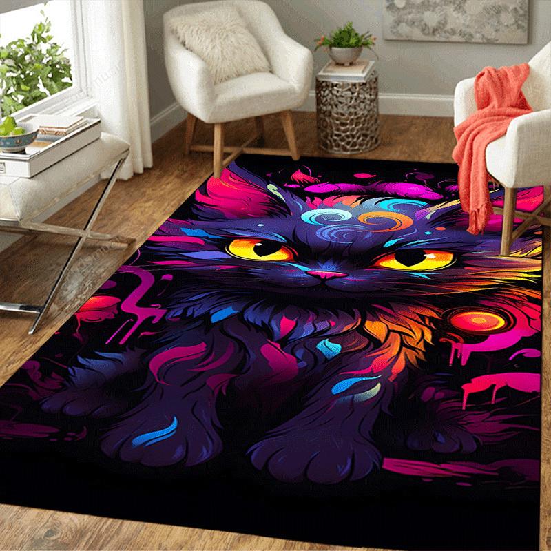 1pc Mysterious black fox Print, Design Indoor Area Rug, Soft, Anti-Slip, and Durable Gaming Room Decor for Bedroom, Living Room, and Exercis