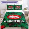 3-teiliges Bettbezug-Set (1 * Bettbezug + 2 * Kissenbezug, ohne Kern), South Sydney Rabbitohs Druck Weiches Ganzjahres-Bettwäscheset, Heimschlafzimmer-Dekoration Geschenk