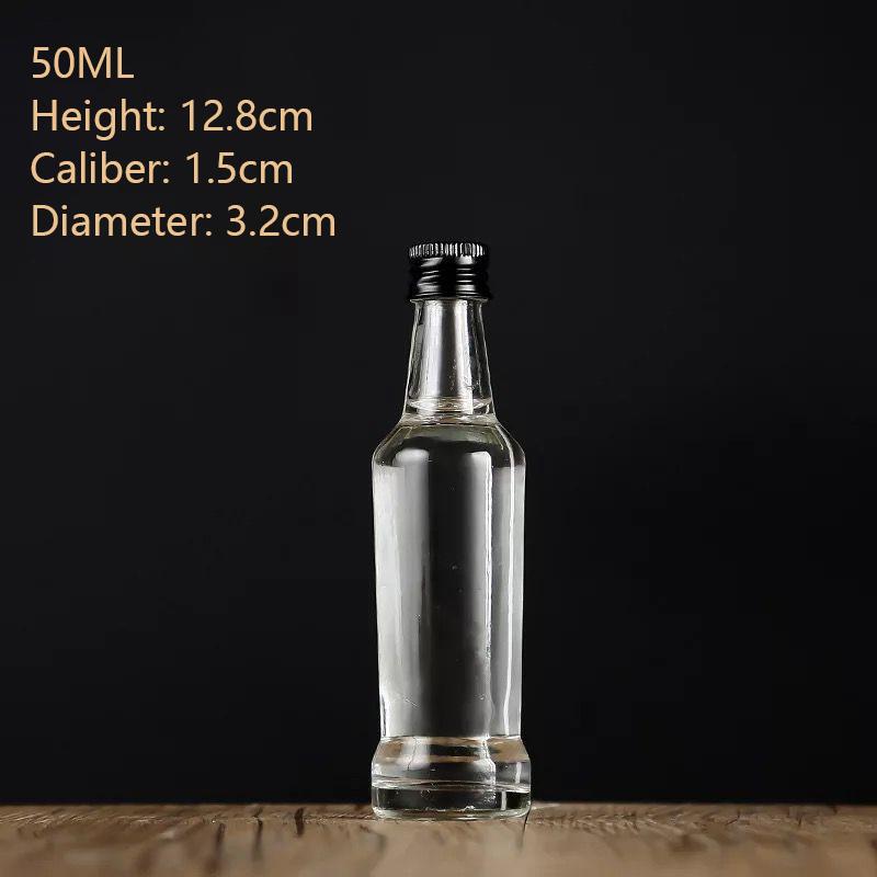 1Pc 50Ml Empty Glass Wine Bottle With Lid Reusable Beverage Bottle Leakproof Alcohol Shot Bottle For Wedding Party Supplies