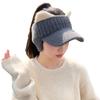 Women's New Style of Autumn and Winter Thickened Ear Protection and Cold-proof Knitted Wool Hat Warm Empty Top Plush Baseball Cap