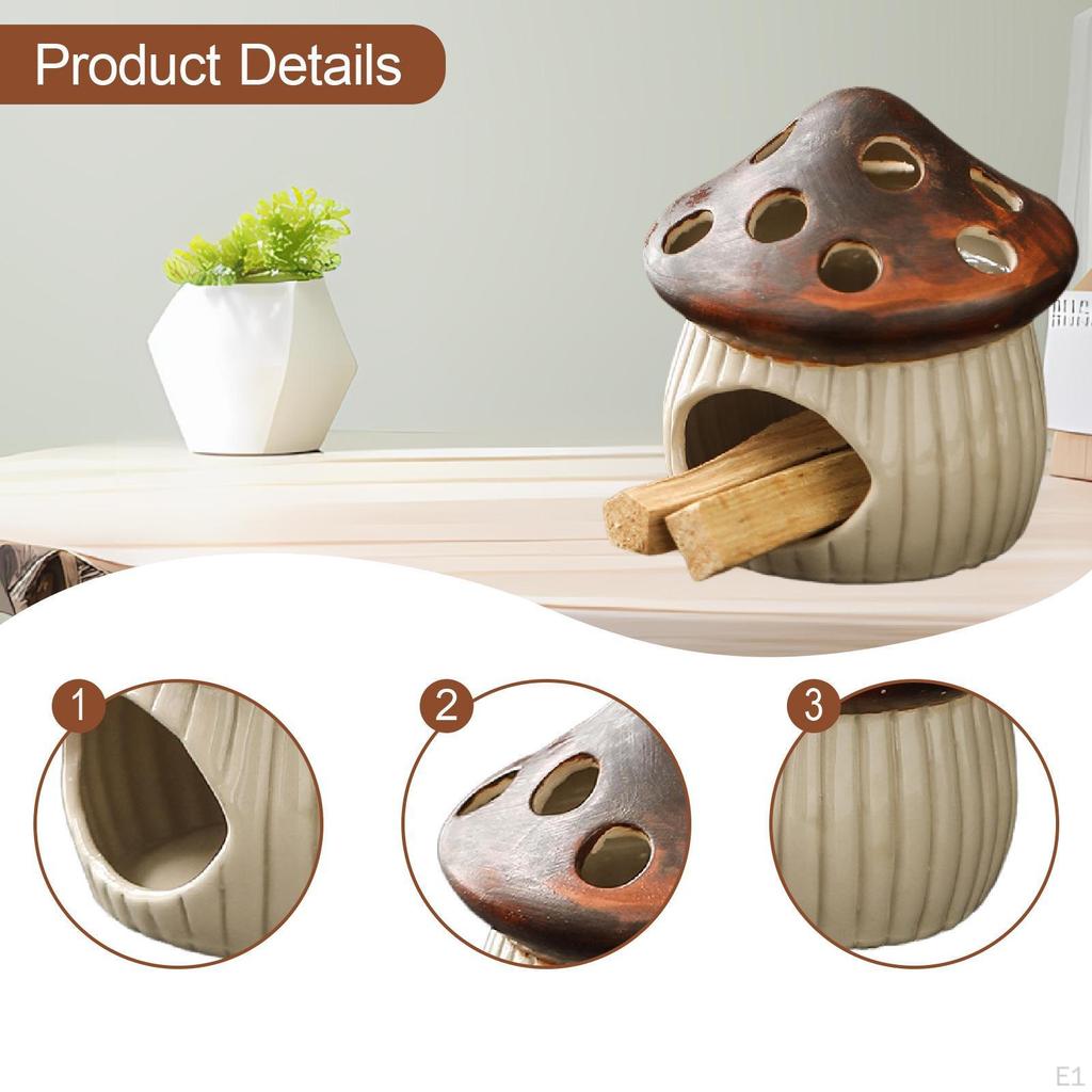 Mushroom Holder Ceramic Burner Desk Furnishings Sage Stand Smudge Bowl Farmhouse Meditation Yoga
