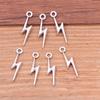 Zinc Alloy Mini Lightning Pendant Charm, 3 Colors, 5x20mm