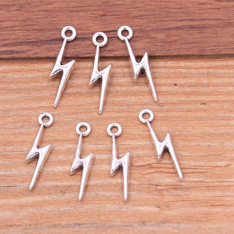 Zinc Alloy Mini Lightning Pendant Charm, 3 Colors, 5x20mm