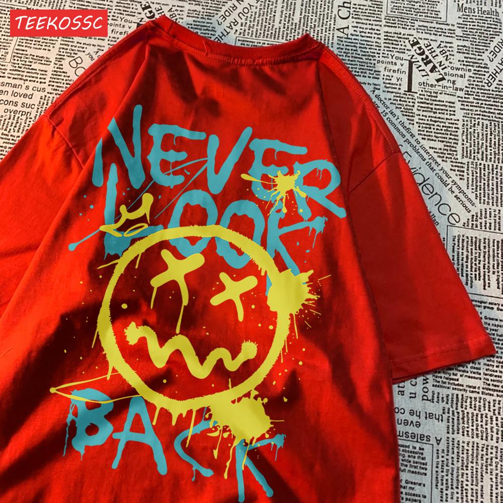 Never Look Back Printing T Shirts Machine Washable Cool Tees For Women Casual Sporty Tops Comfortable Cartoon Short Sleeve