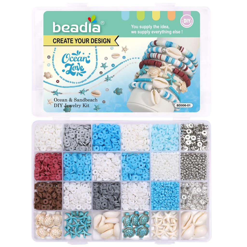 Kit per Gioielli Fai da Te con Perline d'Argilla Sabbia Oceanica per Accessori Creativi Fai da Te