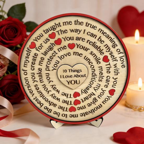 10 Dingen Die Ik Leuk Vind Aan Jou Houten Bord Romantische Quote Tafelblad Bord Rustiek Boerderij Ornament voor Huis Slaapkamer Woonkamer Plank Tafel Gelaagd Dienblad