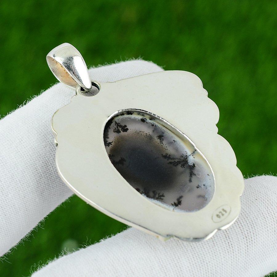 Natürlicher Dendritenopal Edelstein Schmuck 925 Sterlingsilber Anhänger für Frauen
