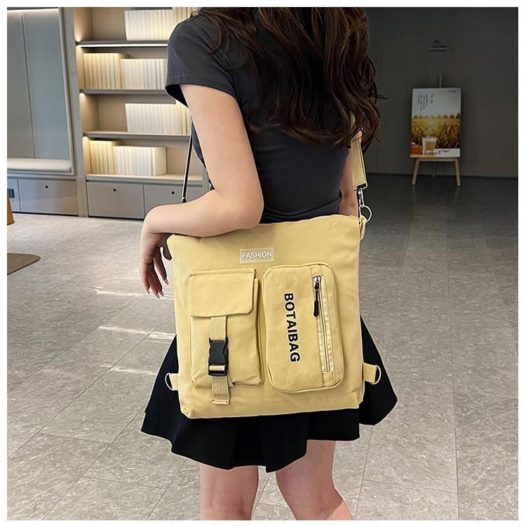 Canvas Tote Bag For Women Large Capacity Casual Shoulder Crossbody Urban Style