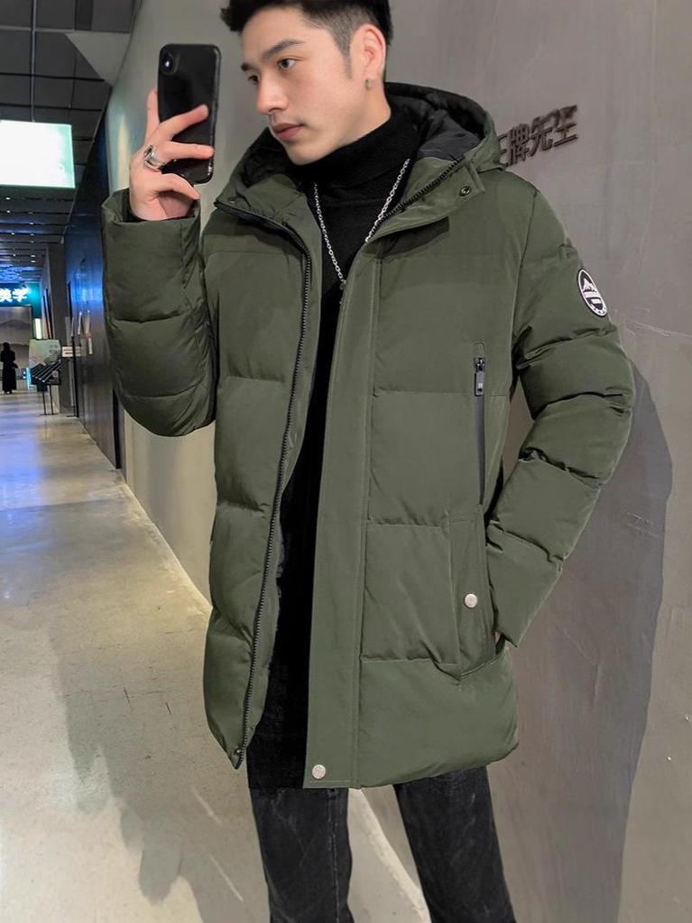 Men's Korean Style Cotton Jacket - Autumn/Winter 2024, Trendy Plus Velvet, Thickened Outerwear