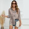 Moda Donna Primavera Autunno Stampa Jacquard Leopardo Larga Casual Manica Lunga Camicia Top