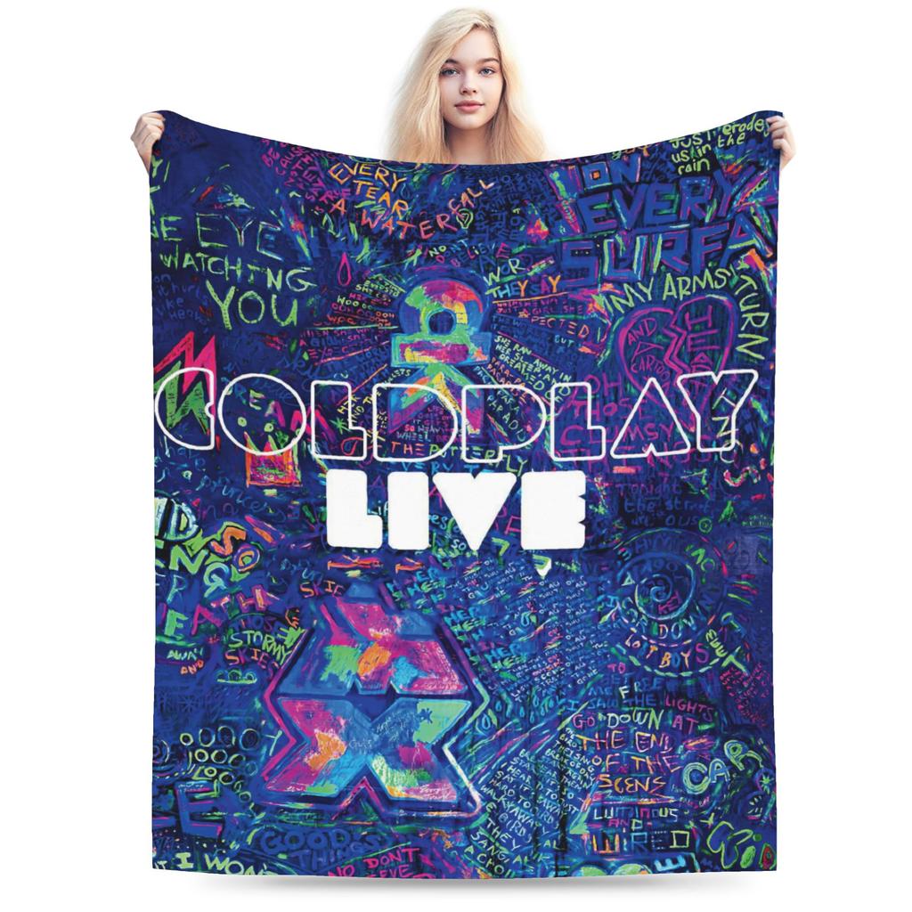Coldplays Rock Band Blankets Flannel Print Breathable Lightweight Thin Throw Blankets for Sofa Office Quilt