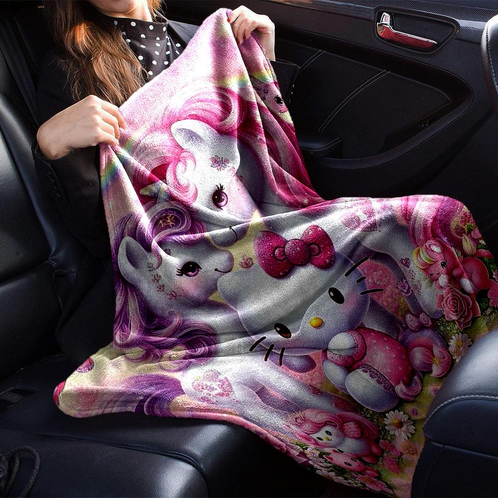 1 Stück Hello Kitty Einhorn Decke Leichte Flanell Überwurfdecke für Sofa Bett Reise Camping Wohnzimmer Büro Couch Stuhl
