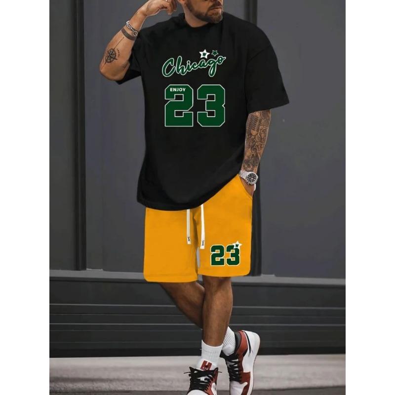 The 2026 summer new men s set features 3D digital No. 23 print which is XXS