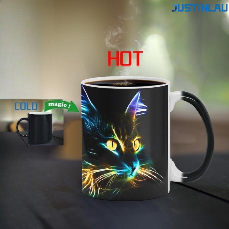 Colorful Cat Color Changing Mug Ceramic Thermal Reaction Magic Coffee Tea Ceramic Mug for Couples To Give Gifts Mug