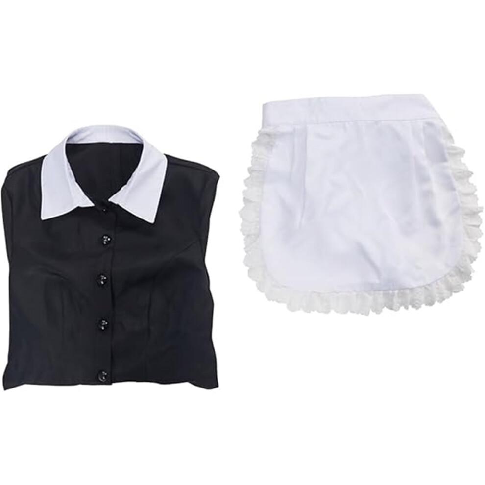 (XXXL) Dámský magentový cosplay kostým Hororová show Služebná Uniforma Zástěra Šaty Halloweenský outfit