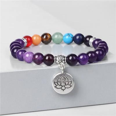 Bracciale in pietra naturale Chakra da 8 mm Bracciale con ciondoli perline di loto Braccialetti con quarzo occhio di tigre per uomo Donna Gioielli fatti a mano di yoga