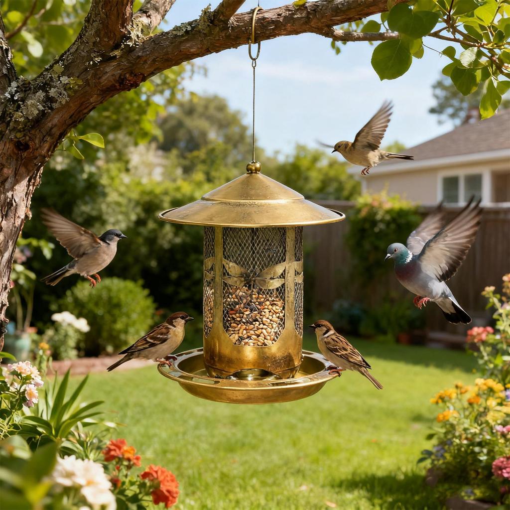 Bird Feeder Food Dispenser Squirrel-Proof Removable Base Hummingbird Feeder for Garden Yard Window Deck Pole Chicken Coop