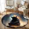 Retro Round Autumn Multicolor Rug Mat, Non-Slip Floor Mat for Entryway