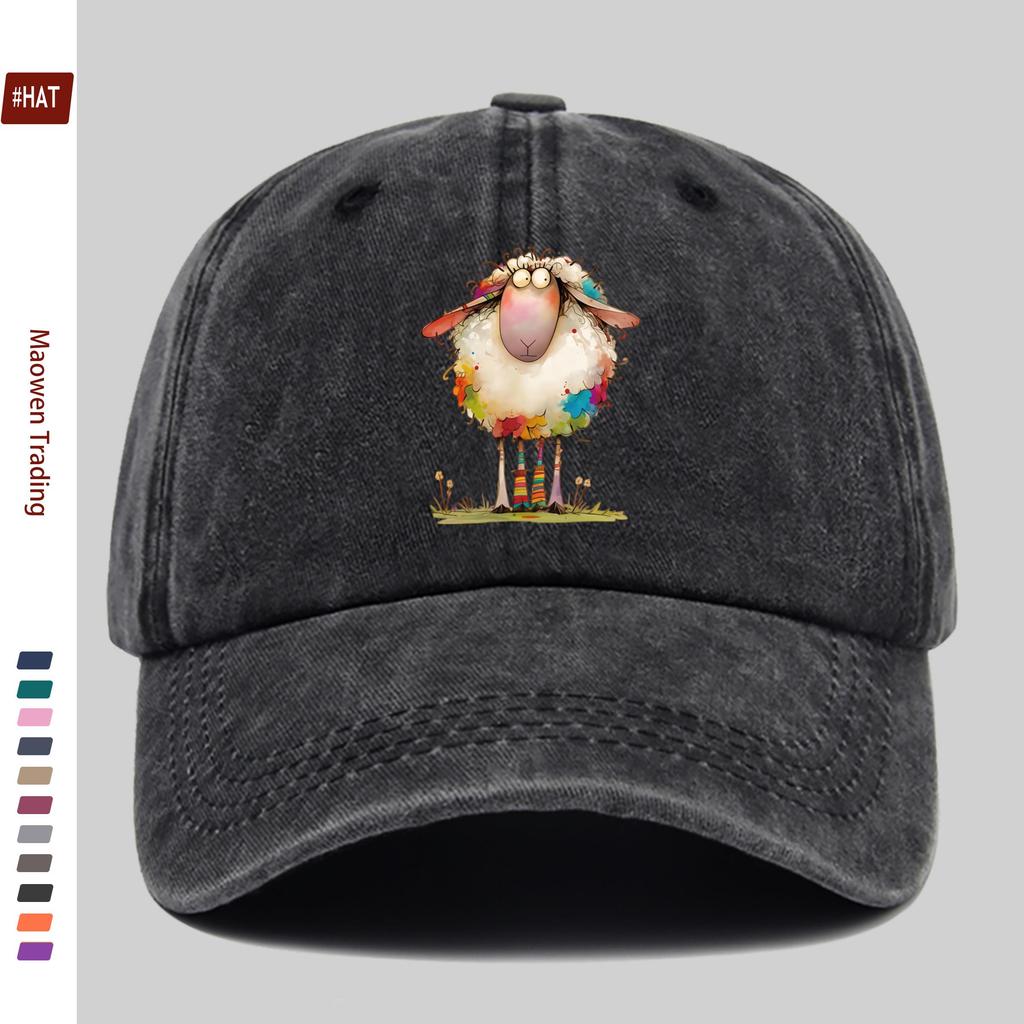 pc Cute Animal Series Printed Sun Hat Comfortable Lightweight Dreamy Style Sheep Print Trucker Hat Adjustable Strap Washable