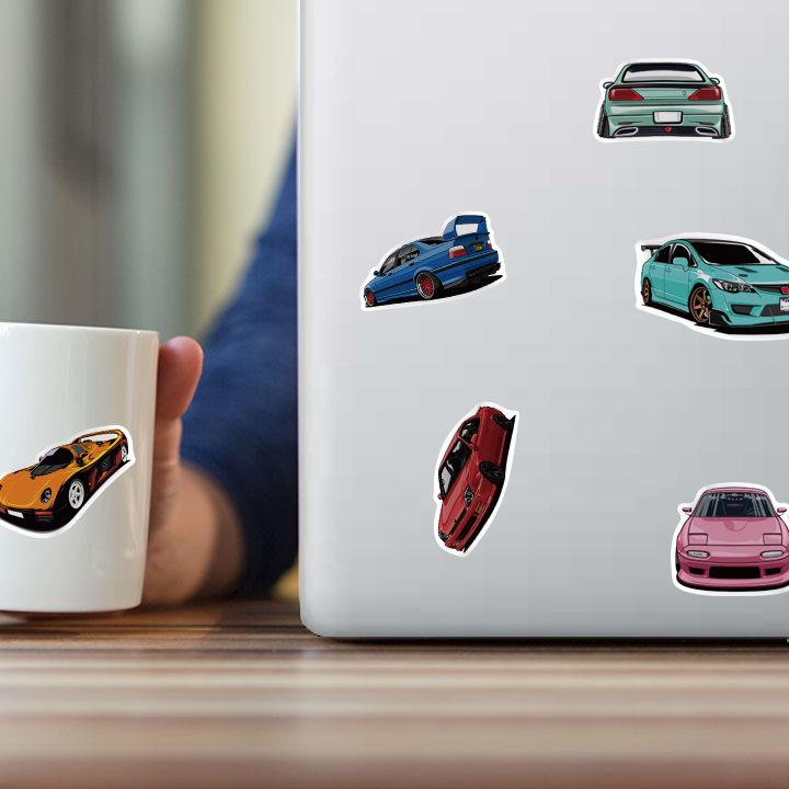 100Pcs Car Stickers Sports Car Racing Stickers Vinyl Waterproof Stickers, Party Favors for Water Bottles