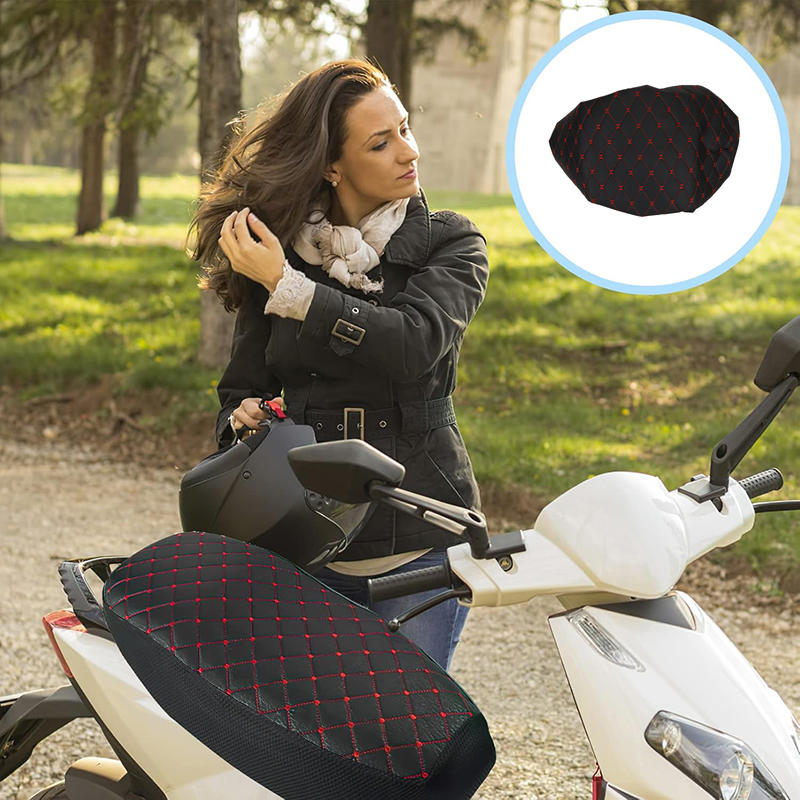 Motorcycle Seat Cushion Cover Waterproof Mesh Breathable Non-Slip Leather Seat Cushion Cover for Scooter