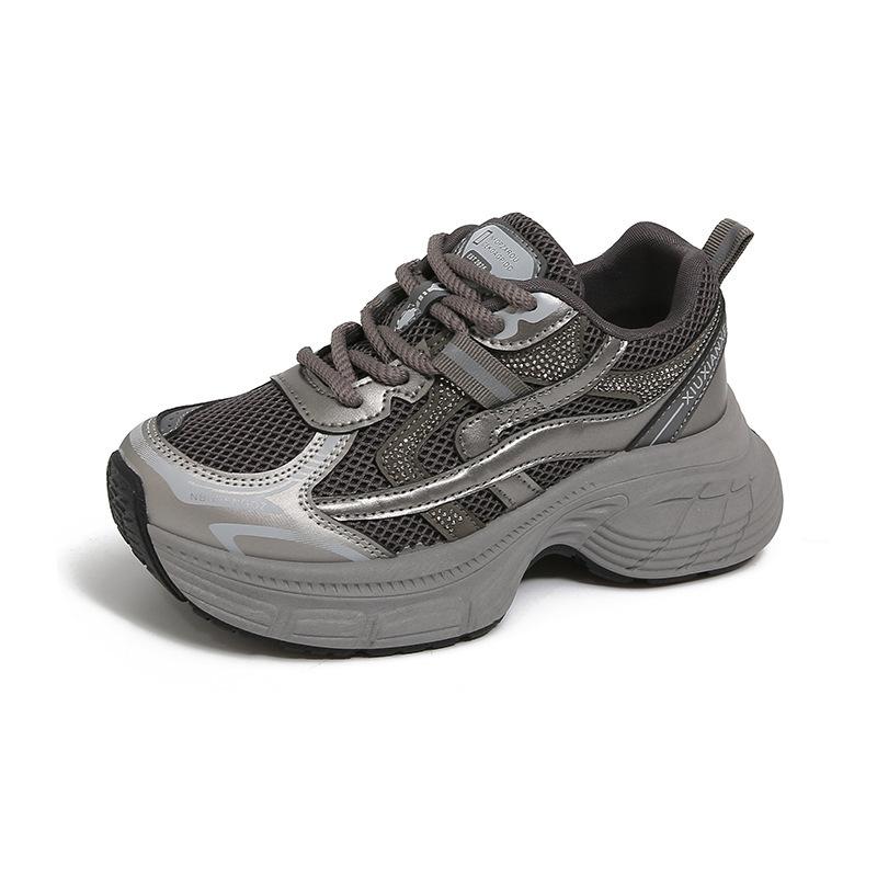 Shoes women's autumn new mesh breathable retro versatile thick-soled heightening casual sports shoes