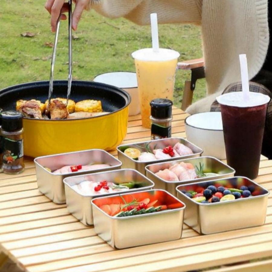 Thickened Square Plate Stainless Steel Rectangular Food Storage Pan With Lid Commercial Dish Tray Freshing Lunch Box Container