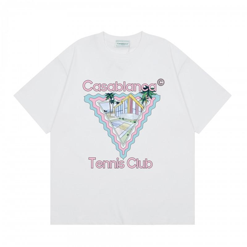 Casablanca Streetwear T-Shirt Men Women Loose Fit Short Sleeve Casual Tee High Street Style