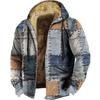 Veste d'hiver rétro pour homme en coton doublée polaire avec capuche et fermeture éclair