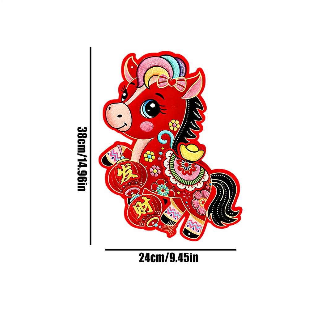 

2026 Year Of The Horse Sticker Chinese Year Door Decoration 3D Paper Cutout Chinese Characters Festive Home Accent Decoration