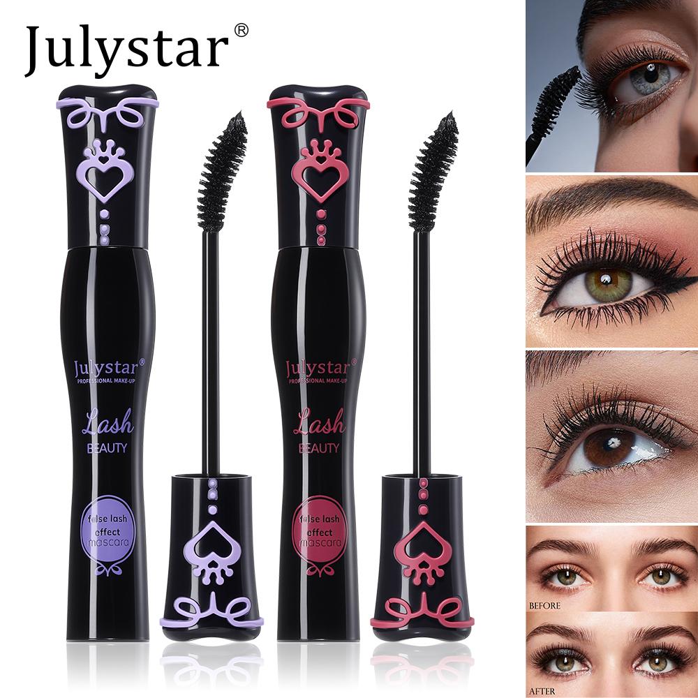Julystar 2pcs False Lash Effect Mascara Set - Waterproof Volumizing and Lengthening Mascara, Long Lasting Smudge-Proof Curved Brush Mascara 2pcs
