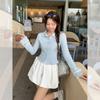 T Shirt Women Oversize Blue Neck Pure Cotton Casual For Spring
